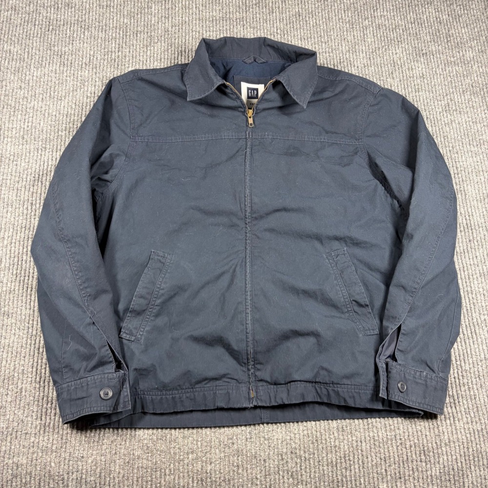 GAP Jacket Mens M Navy Blue Cotton Full Zip Harrington Bomber RN5402